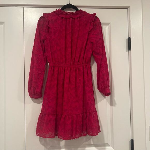 Lauren Conrad Bight Pink Longsleeve Dress Lace Detail Size XS - Picture 6 of 10